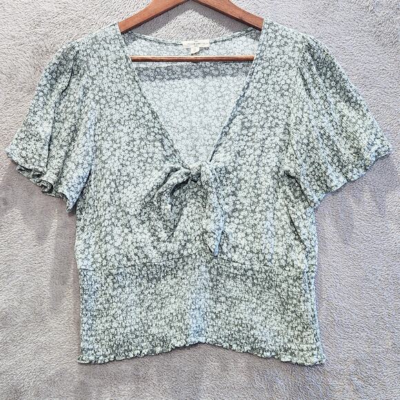 Mason & Belle Green Ditsy Floral Smocked Cropped Tank Top Size Medium Festival - Picture 1 of 12